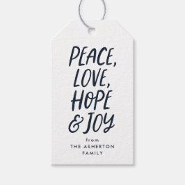 Vakantie vrede liefde hoop vreugde marine blauw Ke Cadeaulabel