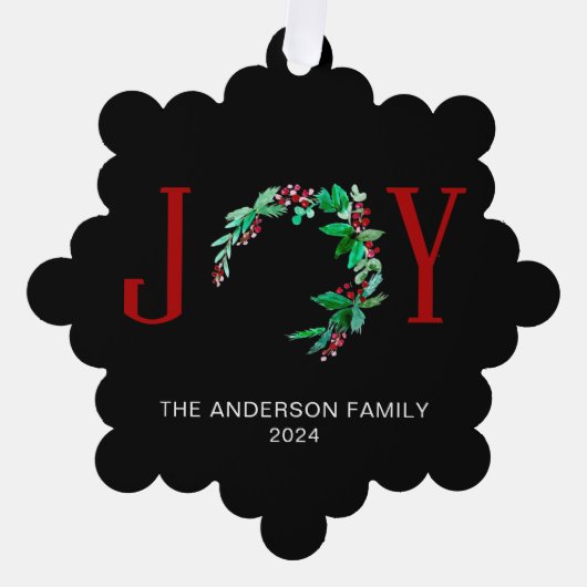 Vakantie Vreugde Kerstmis Halve Krans Minimalist Ornament Kaart (Voorkant)