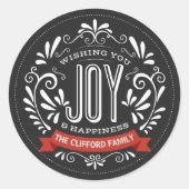 VAKANTIE VREUGDE RONDE CHALKBOARD STICKERS (Voorkant)