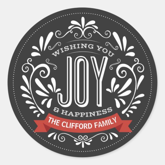 VAKANTIE VREUGDE RONDE CHALKBOARD STICKERS (Voorkant)