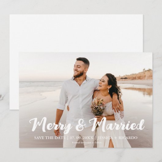 Vakantie Vrolijk en getrouwd Kerstmis sparen de da Feestdagenkaart (Voorkant / Achterkant)