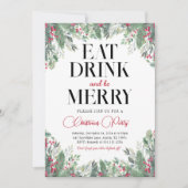 Vakantie Vrolijk Kerstdiner Uitnodiging (Voorkant)
