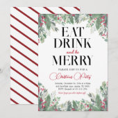 Vakantie Vrolijk Kerstdiner Uitnodiging (Voorkant / Achterkant)