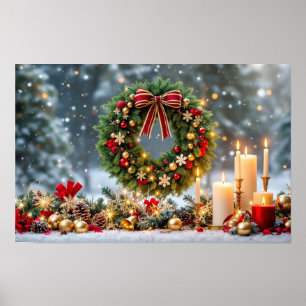 Vakantie Vrolijk Kerstfeest Seizoen Kaarsen Poster