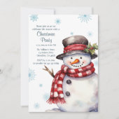 Vakantie Vrolijk Kerstfeest Sneeuwman Uitnodiging (Voorkant)