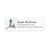 Vakantie Vuurtoren Kerst Retouradres Etiket (Voorkant)