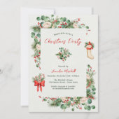 Vakantie Waterverf Groen Holly Kerstfeest Kaart (Voorkant)
