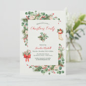 Vakantie Waterverf Groen Holly Kerstfeest Kaart (Staand voorkant)