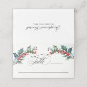 Vakantie Waterverf Holly en Elegant Script Tekst Plaatskaartje (Buitenkant ongevouwen)