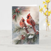 Vakantie Waterverf kardinaal paar Kaart (Gele Bloem)