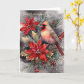 Vakantie Waterverf Kardinaal Winter Kaart (Gele Bloem)