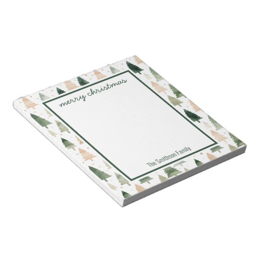 Vakantie Waterverf kerstboom Notitieblok (Schuin)