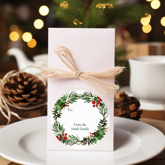 Vakantie Waterverf Krans met Naam Ronde Sticker