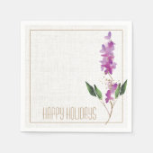 Vakantie Waterverf Paarse Modern Flower Sparkle Servet (Voorkant)
