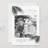 Vakantie Waterverf Pine MERRY ALLES Foto Feestdagenkaart (Voorkant)