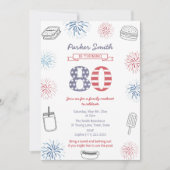 Vakantie Weekend Rood Wit Blauw 80ste Verjaardagsf Kaart (Voorkant)