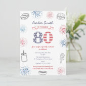 Vakantie Weekend Rood Wit Blauw 80ste Verjaardagsf Kaart (Staand voorkant)