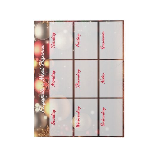 Vakantie Weekly Maaltijd Planner Notitieblok (Linkerzijde)