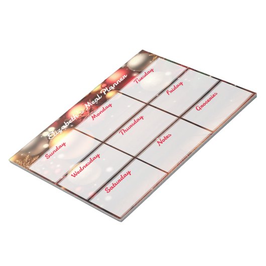 Vakantie Weekly Maaltijd Planner Notitieblok (Schuin)