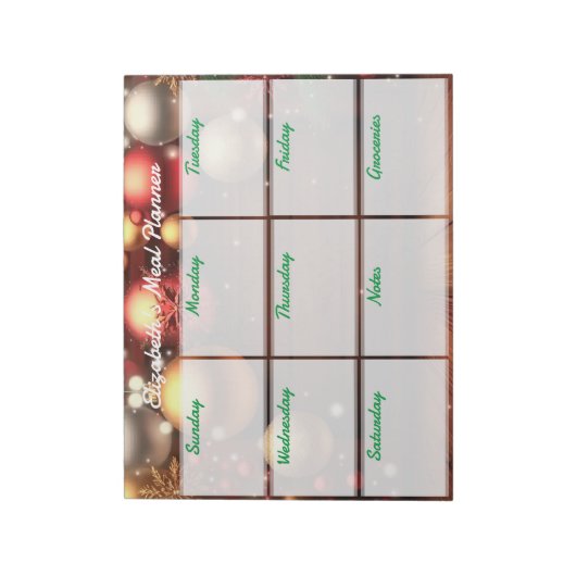 Vakantie Weekly Maaltijd Planner Notitieblok (Linkerzijde)