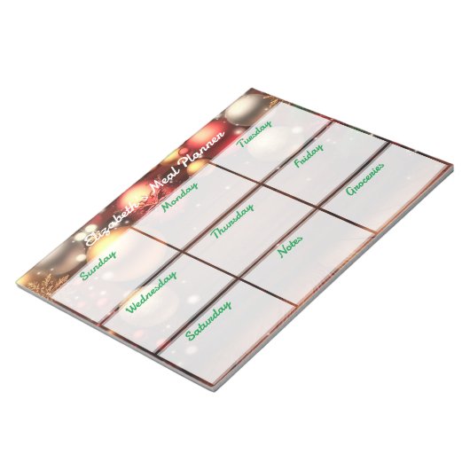 Vakantie Weekly Maaltijd Planner Notitieblok (Schuin)