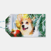 Vakantie Welsh Corgi in de winter Cadeaulabel (Achterkant Horizontaal)