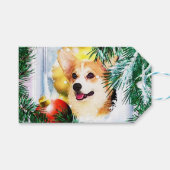 Vakantie Welsh Corgi in de winter Cadeaulabel (Voorkant (Horizontaal))
