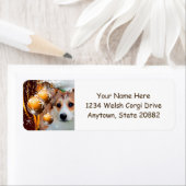 Vakantie Welsh Corgi met Ornamenten Etiket (Insitu)