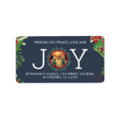 Vakantie wensen Joy foto Kerst retour adres Etiket (Voorkant)