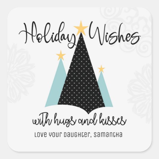 Vakantie Wensen met Hugs en Kisses Sticker Label (Voorkant)