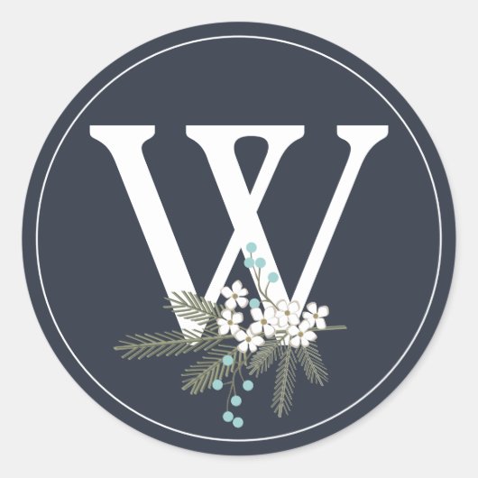 Vakantie Wensen Monogram Kerst Envelop Seal Ronde Sticker (Voorkant)