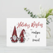 Vakantie wensen Rustieke Gnomen in Red Buffalo Pla Feestdagenkaart (Staand voorkant)