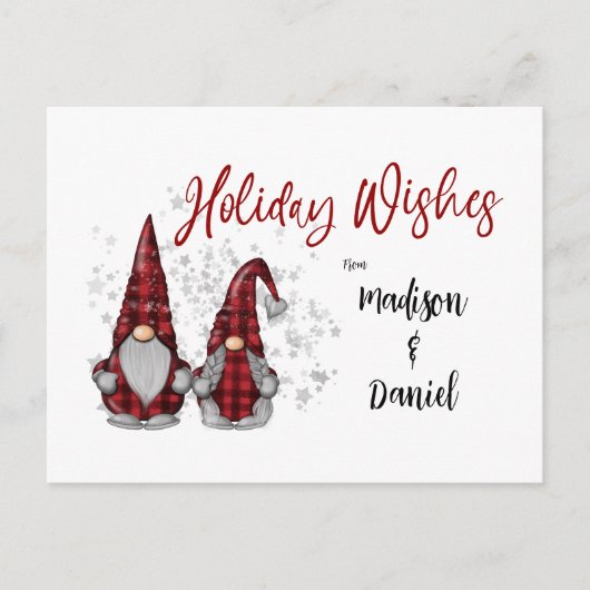 Vakantie wensen Rustieke Gnomen in Red Buffalo Pla Feestdagenkaart (Voorkant)