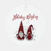 Vakantie wensen Rustieke Gnomen in Red Buffalo Pla Metalen Ornament (Achterkant)