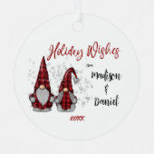 Vakantie wensen Rustieke Gnomen in Red Buffalo Pla Metalen Ornament (Voorkant)