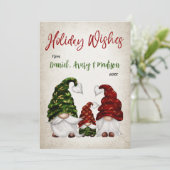 Vakantie wensen Rustieke Waterverf Gnome Familie Feestdagenkaart (Staand voorkant)