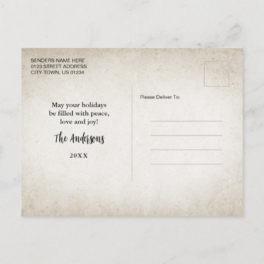 Vakantie wensen Rustieke Waterverf Gnome Familie Feestdagenkaart (Achterkant)