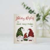 Vakantie wensen Rustieke Waterverf Gnome Familie Feestdagenkaart (Staand voorkant)