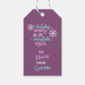 Vakantie Wensen Sneeuwvlok Kisses Gepersonaliseerd Cadeaulabel (Voorkant)
