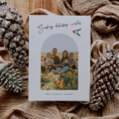 Vakantie wenst minimalistische witte boog maretak feestdagenkaart