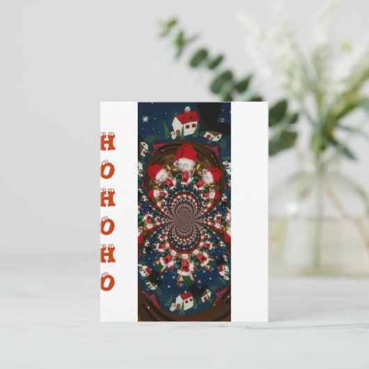 Vakantie wervelingen: Retro Christmas Art Statione Briefkaart (Staand voorkant)