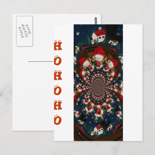 Vakantie wervelingen: Retro Christmas Art Statione Briefkaart (Voorkant / Achterkant)