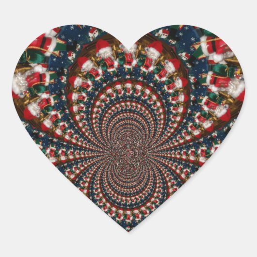 Vakantie wervelingen: Retro Christmas Art Statione Hart Sticker (Voorkant)
