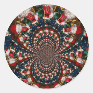 Vakantie wervelingen: Retro Christmas Art Statione Ronde Sticker