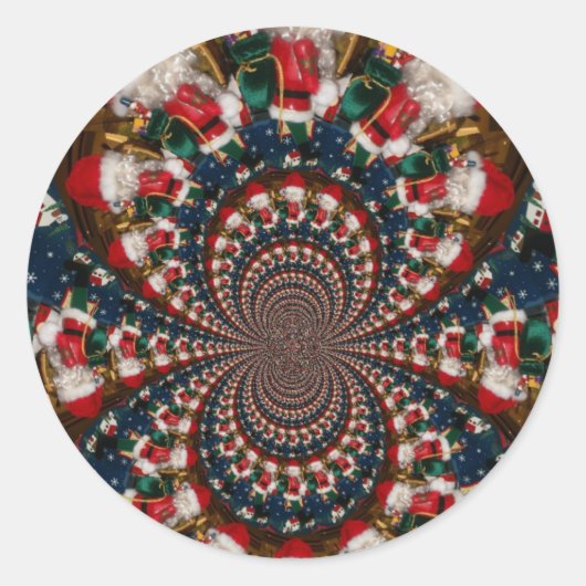 Vakantie wervelingen: Retro Christmas Art Statione Ronde Sticker (Voorkant)