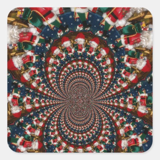 Vakantie wervelingen: Retro Christmas Art Statione Vierkante Sticker (Voorkant)