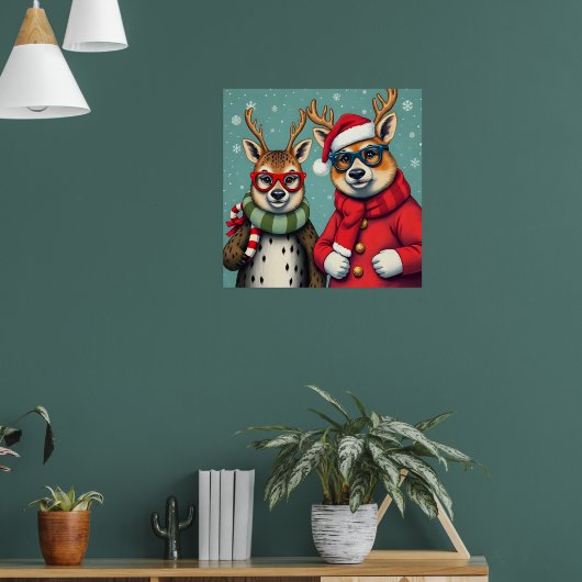 Vakantie wezens in de vermomming van Kerstmis Poster (Woonkamer 1)