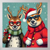 Vakantie wezens in de vermomming van Kerstmis Poster (Voorkant)