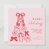 Vakantie Whimsical Bow Roze Rode Kerst Kaart (Voorkant)