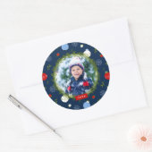 Vakantie Whimsy gepersonaliseerde kerst foto Ronde Sticker (Envelop)